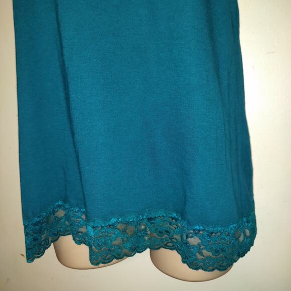 Elle Teal Tank Top Womens L NWT Lace Must Have Cami Pima Cotton Luxe Teal - Picture 4 of 12